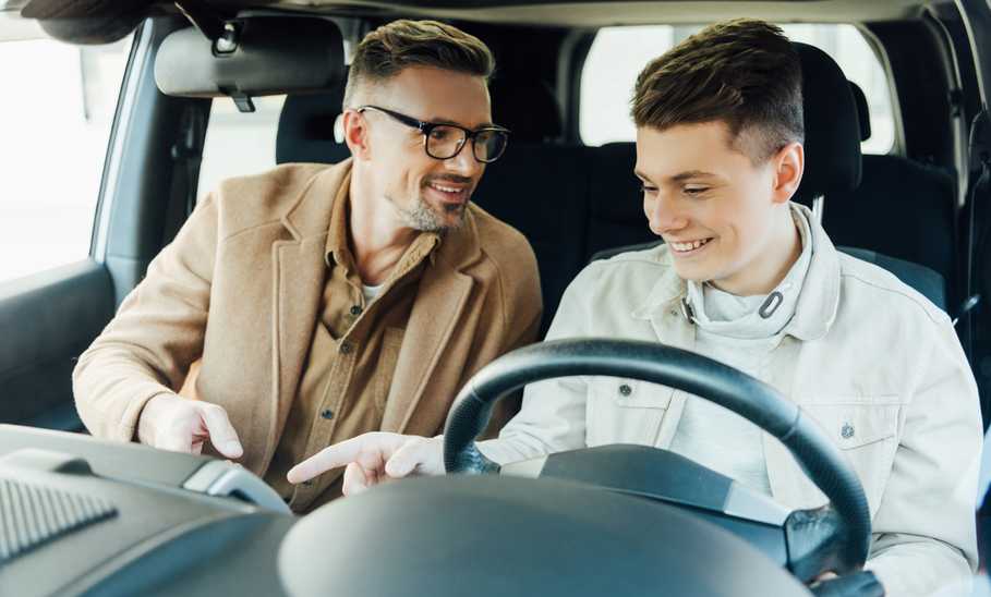 Father lets his son drive his car