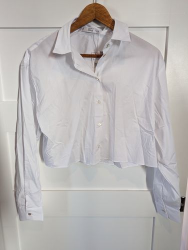 Mango Cropped Cotton Shirt