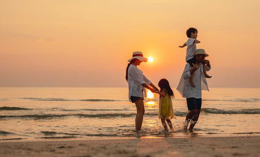 family that enjoys beach activities